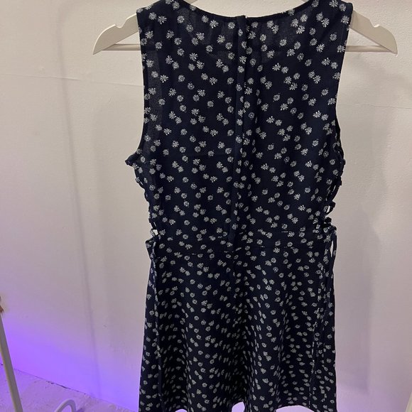 Sundress with Side Crisscross in Blue and White - Picture 3 of 5